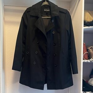 Express Black Trench coat Petite Small weatherproof